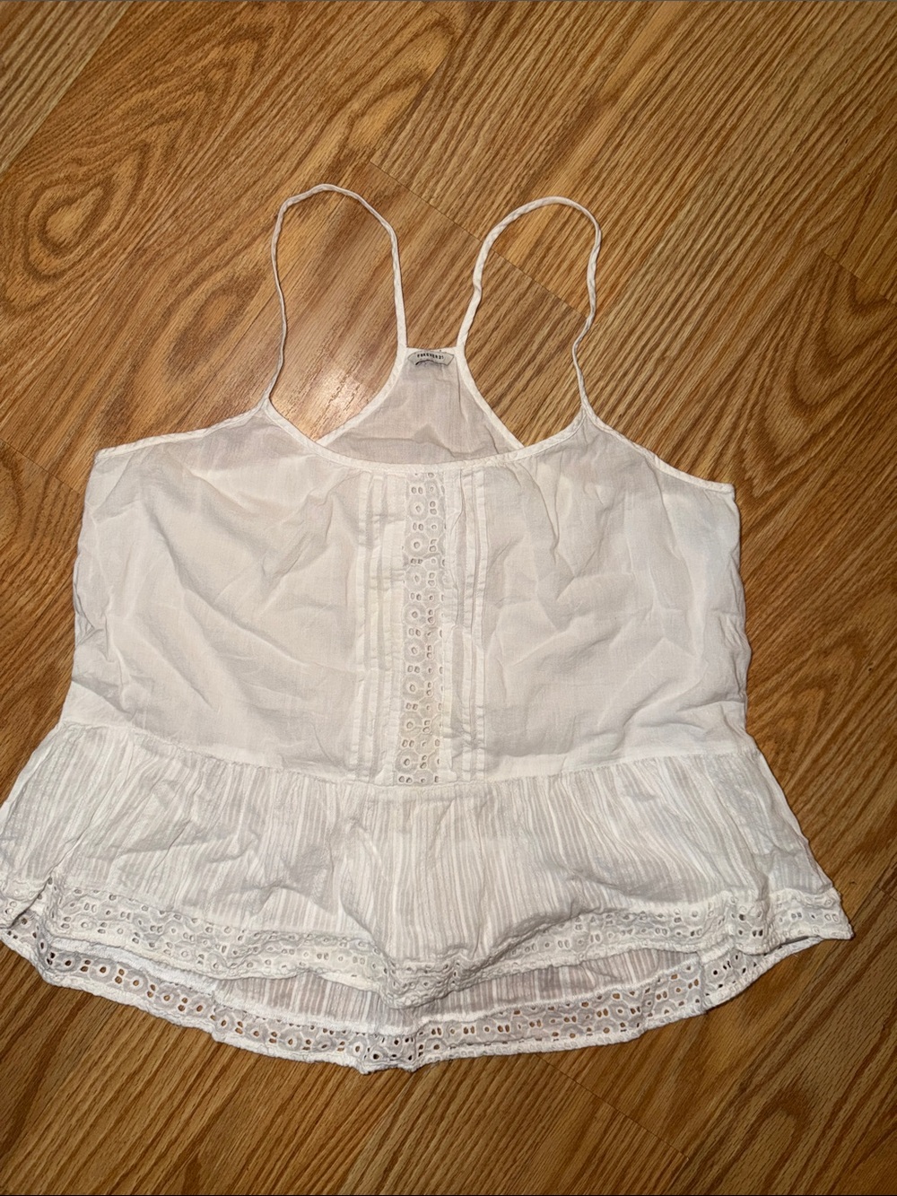 Forever 21 White Eyelet Lace Peplum Cami